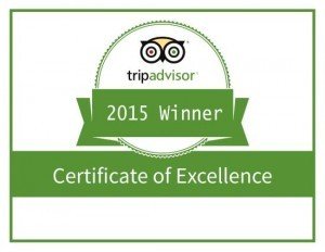 Trip Advisor Certificate of Excellence 2015